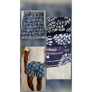 johnnie-O Bahama Swim Trunks Mens‎ Med 35 x 7 Blue Floral Stretchy Water Shorts